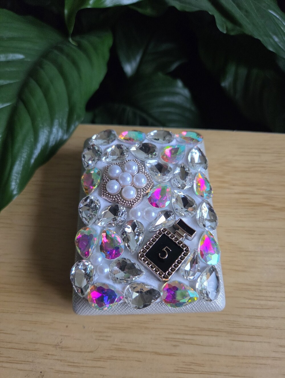 Jeweled Compact Mirror-silver